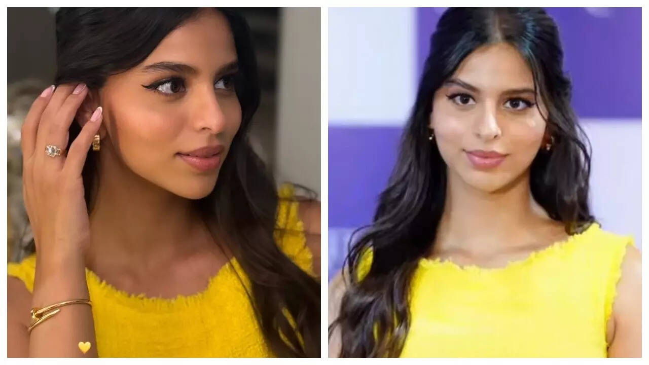 Suhana adds a pop of colour in bright yellow dress - Pics