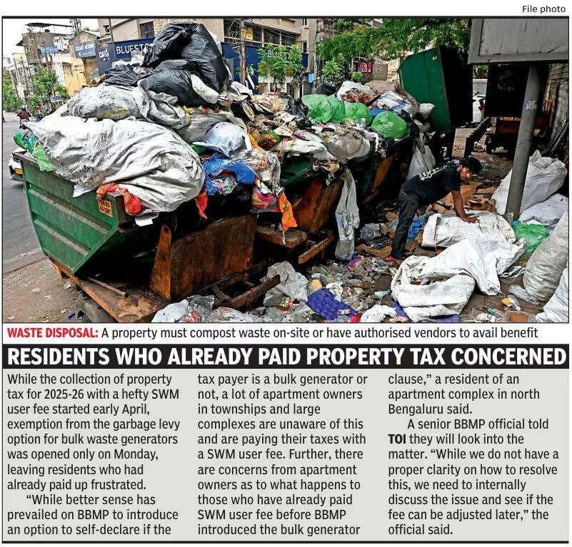 Bruhat Bengaluru Mahanagara Palike waives Solid Waste Management user fee for bulk waste generators