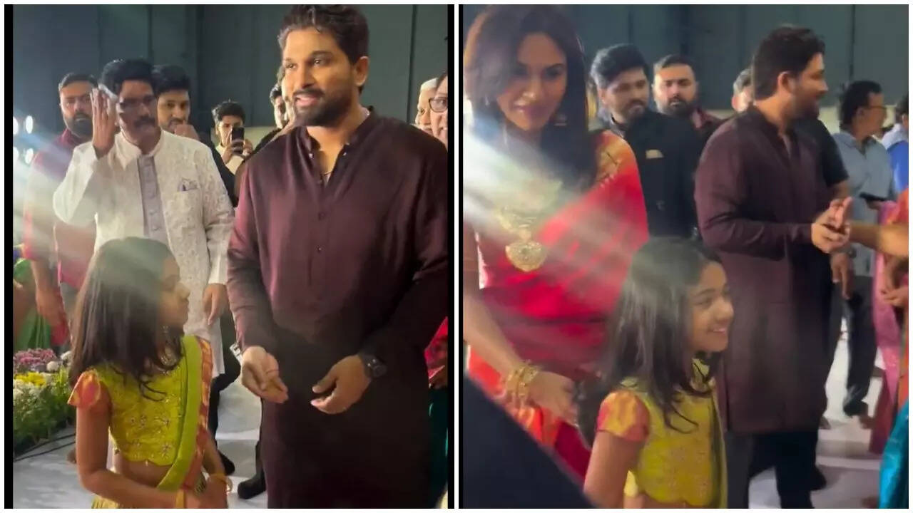 Allu Arjun’s playful moment with wife at a family wedding