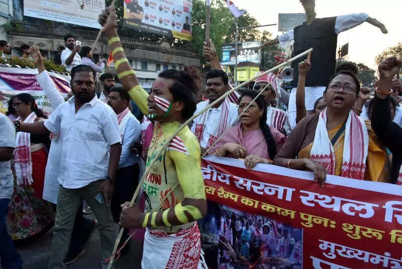 Tribals rally against works on Siromtoli flyover ramp