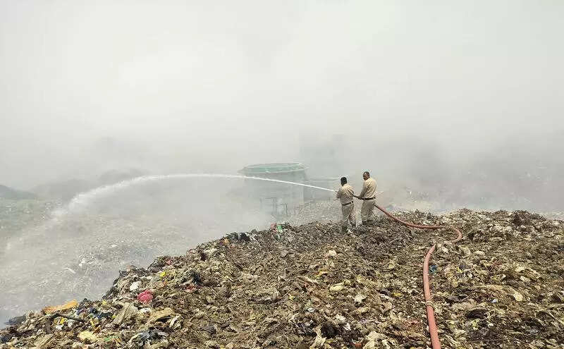 24+ hours & counting, fire still rages in Bandhwari landfill