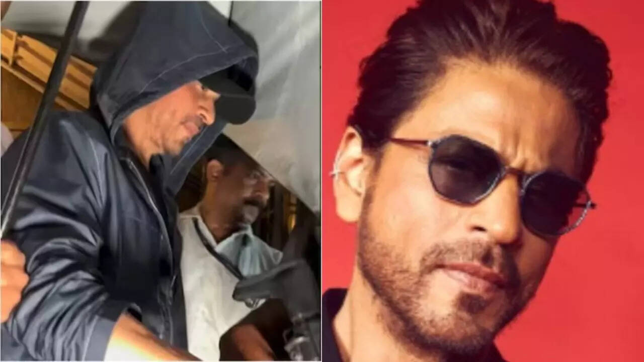 SRK spotted in Mumbai; Security blocks his look with an umbrella