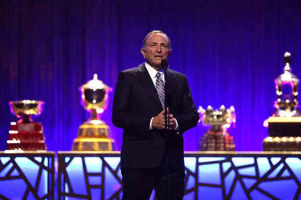 Commissioner Gary Bettman announces the candidates for the Hart Memorial Trophy during the 2024 NHL Awards Show