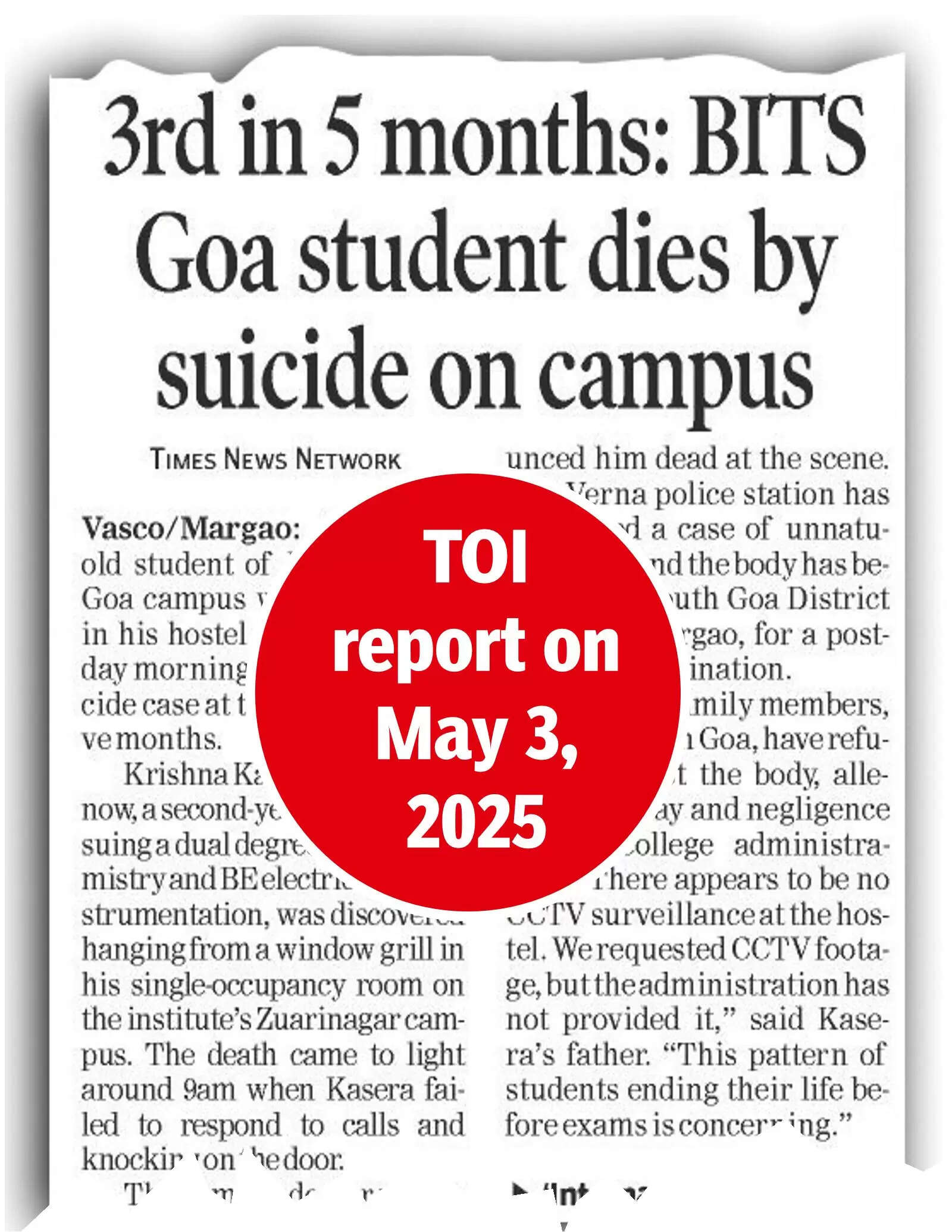 After student deaths, BITS Goa to revamp syllabus to cut stress