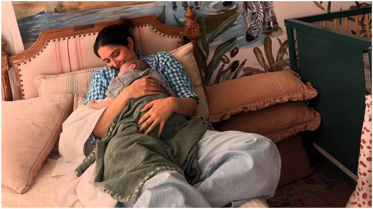 Sagarika shares pics of newborn son Fatehsinh Khan