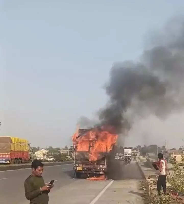 Haryana-bound truck catches fire in H’bag