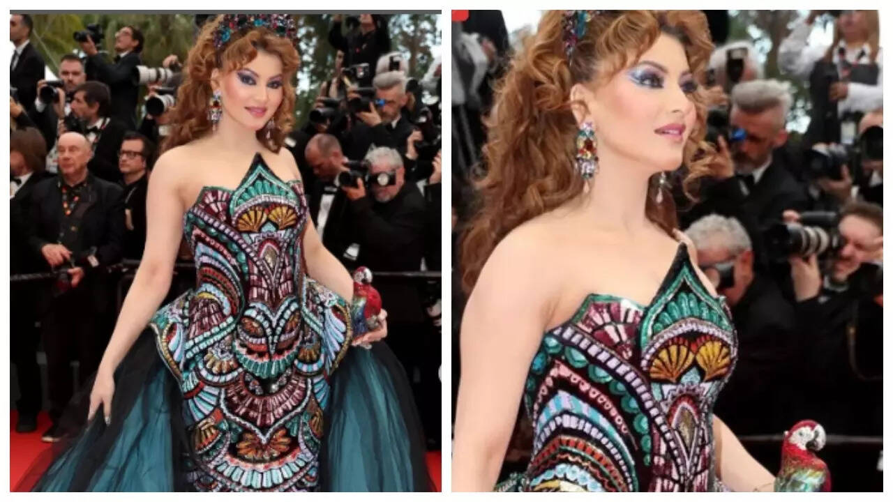 Urvashi stuns at Cannes with parrot clutch worth Rs 4 lakh