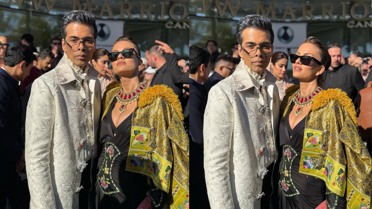 Natasha Poonawalla and Karan Johar at Cannes 2025