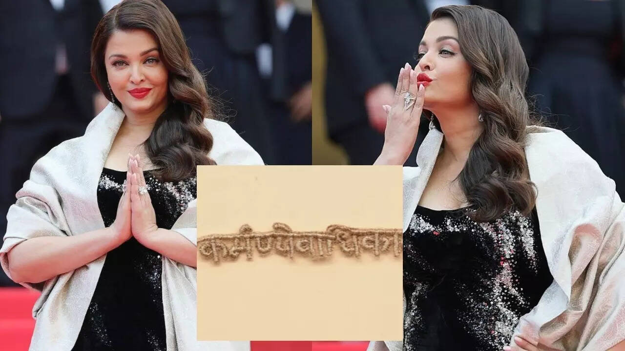 Aishwarya wears cape with Bhagavad Gita shloka - PICS