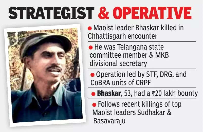 Another T’gana Maoist leader killed in Bijapur