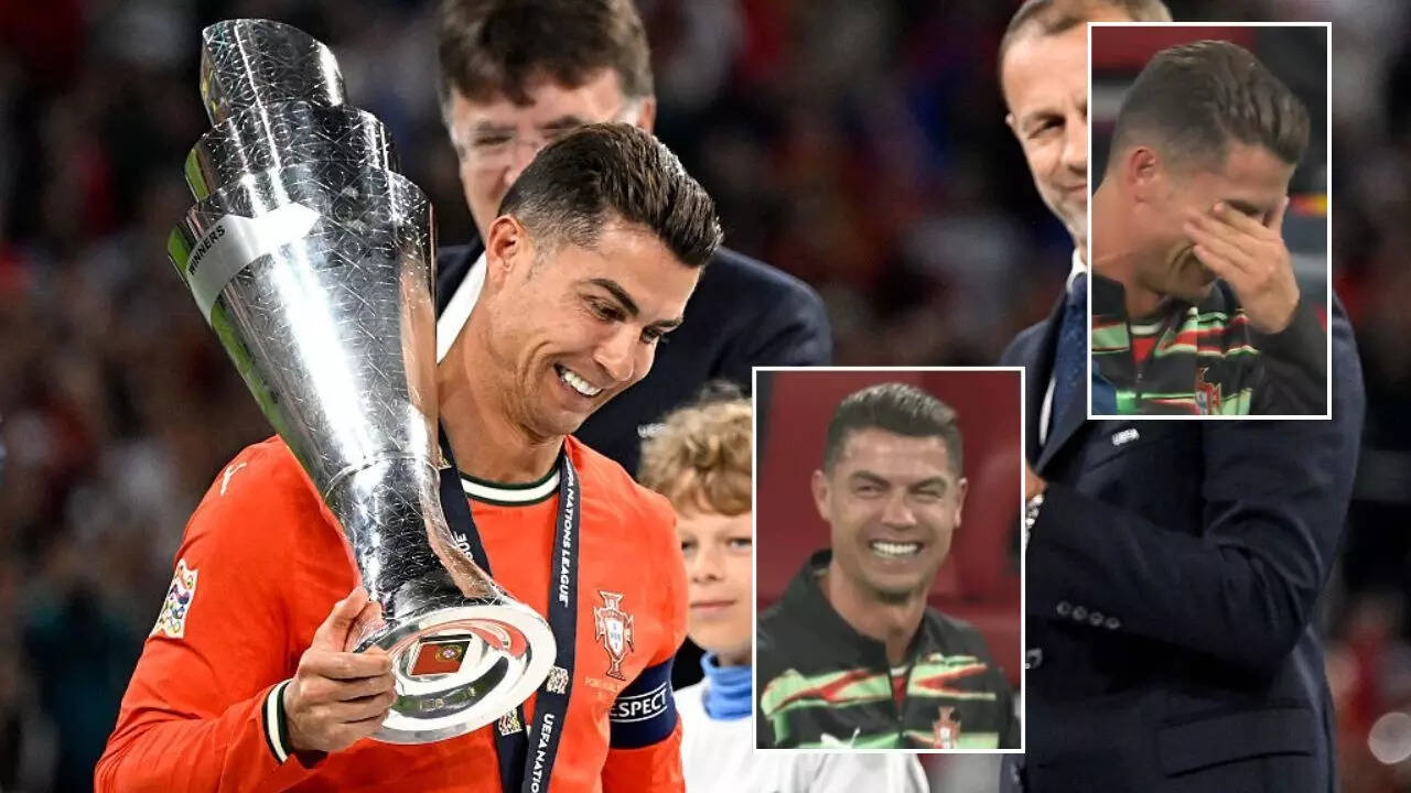 Watch: Cristiano Ronaldo breaks down in tears, falls to knees after Portugal beat Spain in Nations League final
