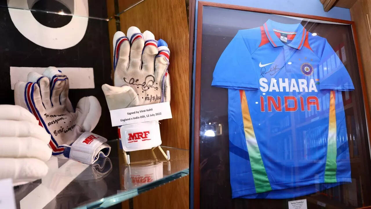 Photos: Kohli gloves, signed Tendulkar jersey get showcased at The Oval's museum
