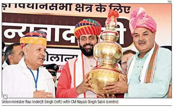 CM Saini by side, Union minister Rao Inderjit slams Haryana govt for neglecting Ahirwal