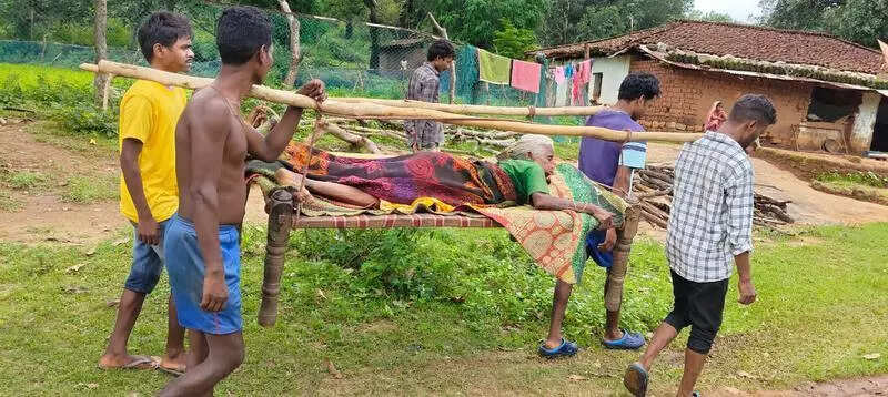 No road, ailing woman carried on cot to hospital in Simdega