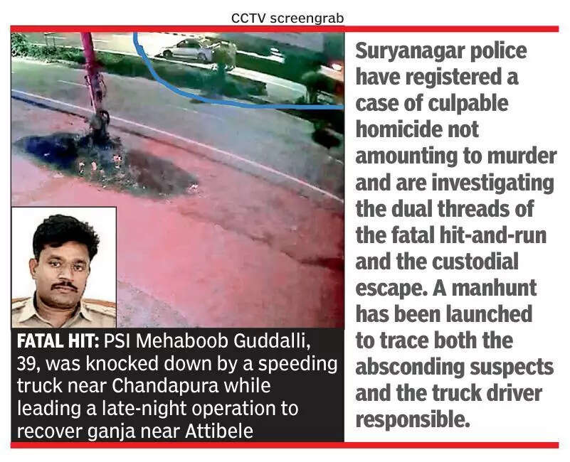 SI killed in hit-and-run while probing ganja case in Bengaluru, 2 accused escape amid chaos