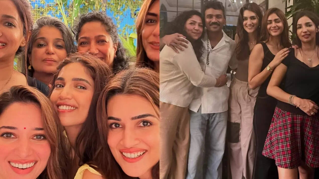 Dhanush's cosy evening with Kriti, Mrunal, Tamannaah and Bhumi