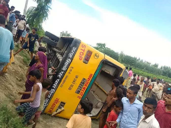 Boy grazing goats killed, 10 students hurt as bus overturns in Sitapur