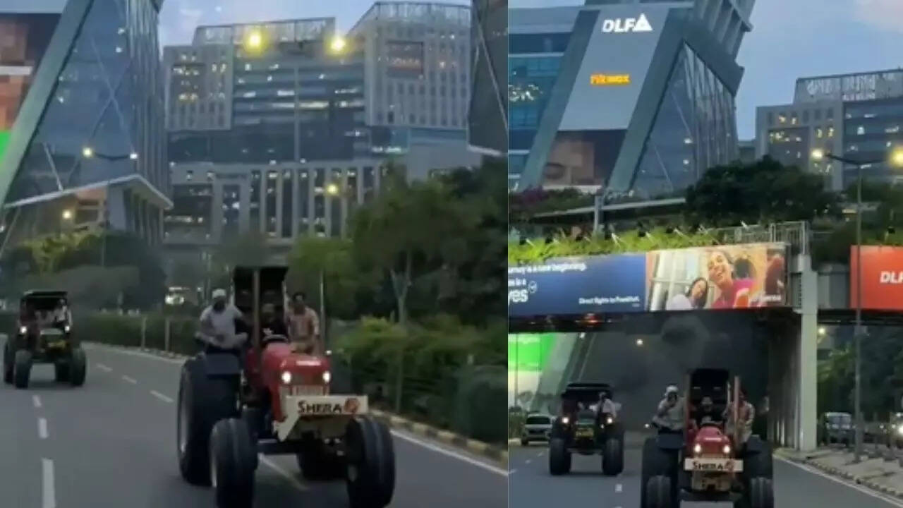 Gurgaon stunt videos on tractors near Cyber Hub spark probe; cops suspect AI-generated clips; no number plates, loud music, zero traffic