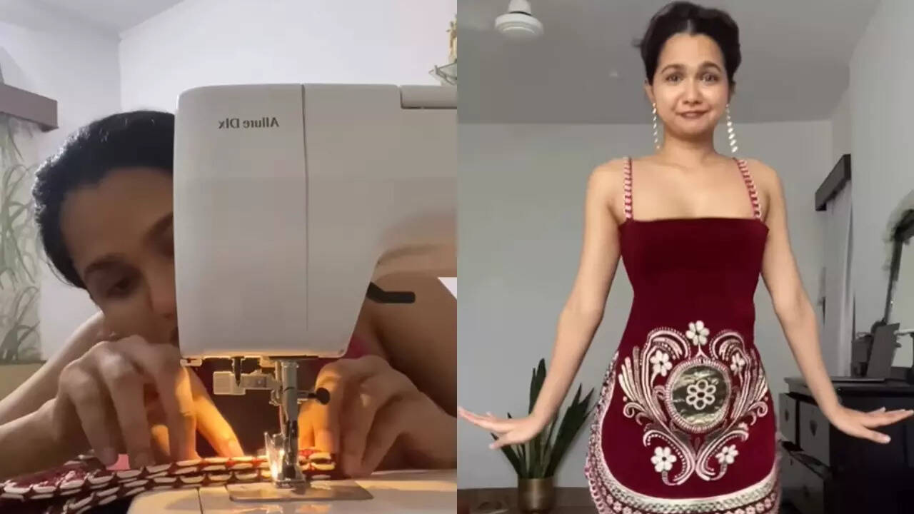 Content creator designs viral dress with sofa cover