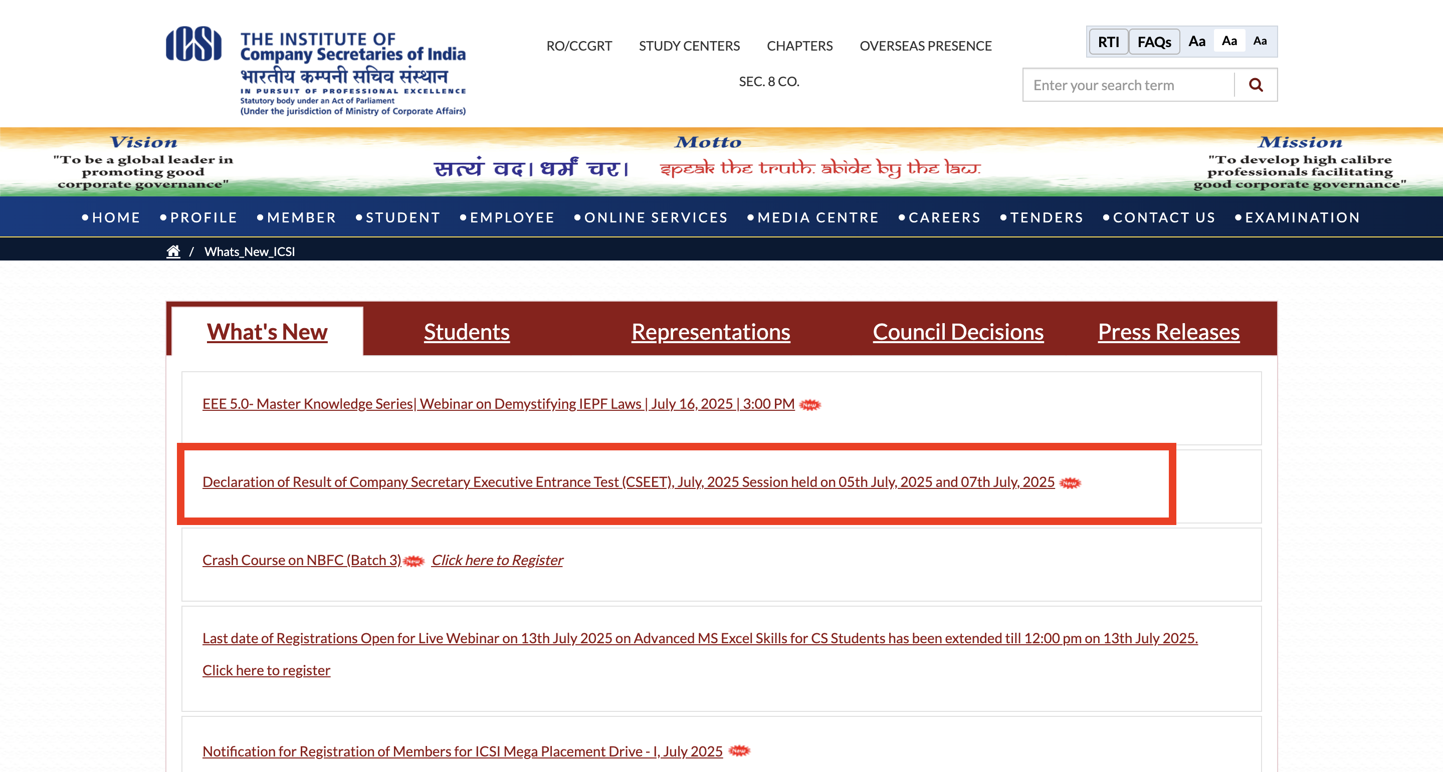 ICSI CSEET result 2025 date and time: Check when and how to download scorecards for July session, once released