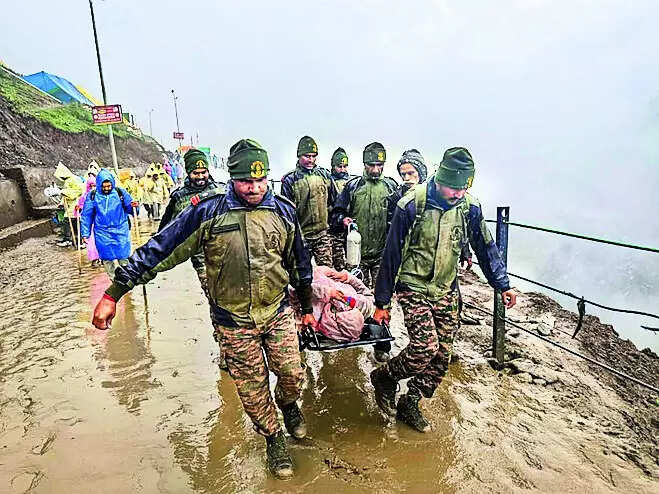 Rain-battered tracks halt Amarnath yatra; Army rescues 500 pilgrims stranded in landslides​