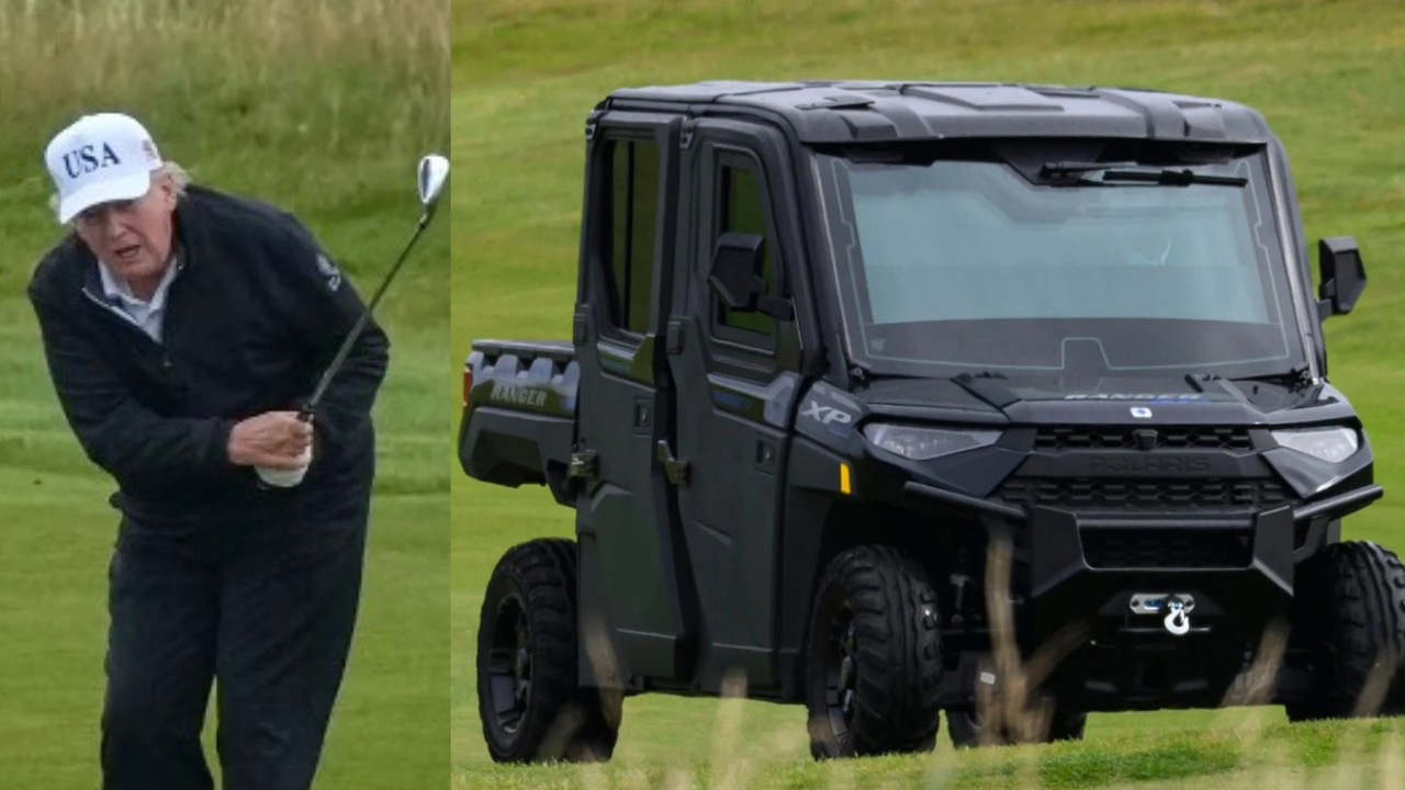 What is Golf Force One? Trump's armoured buggy patrols Scottish golf course