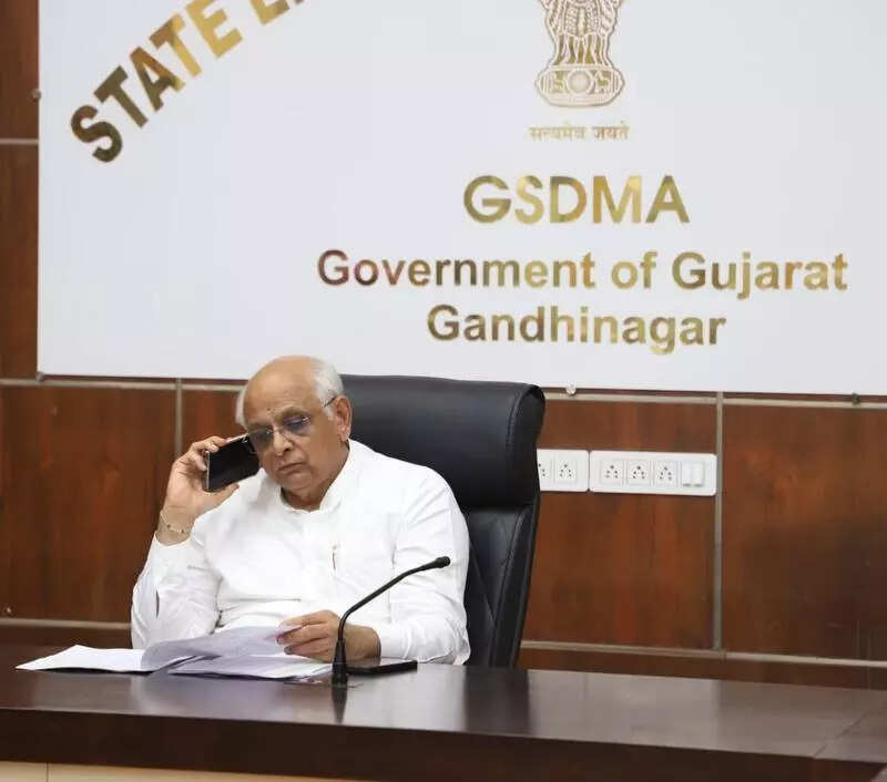 Gujarat CM visits SEOC, reviews rain situation