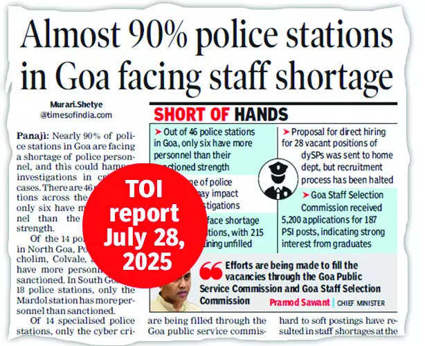 HC takes suo motu cognisance of TOI report on police staff crunch