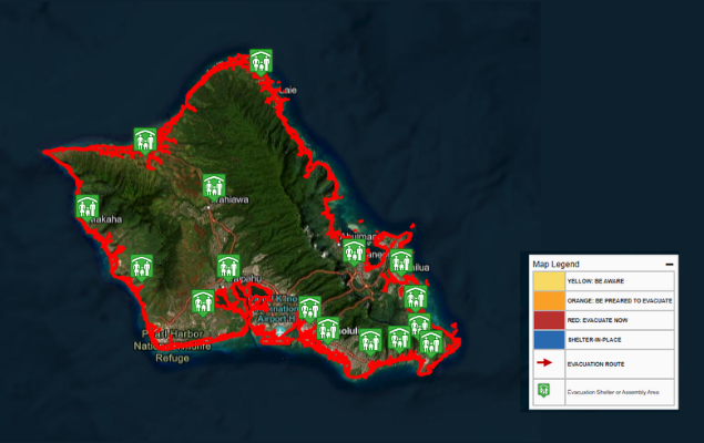 Evacuation zone map, Hawaii