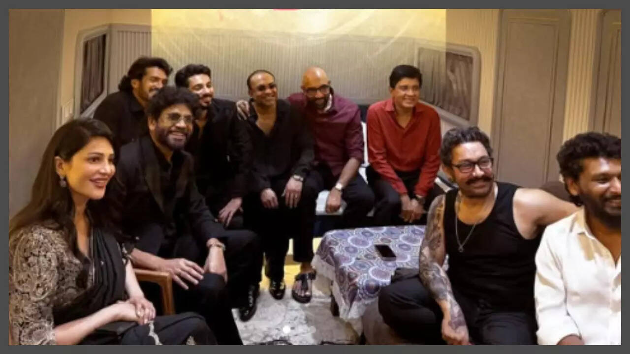 Aamir watches movie with Coolie co-stars Shruti, Nagarjuna