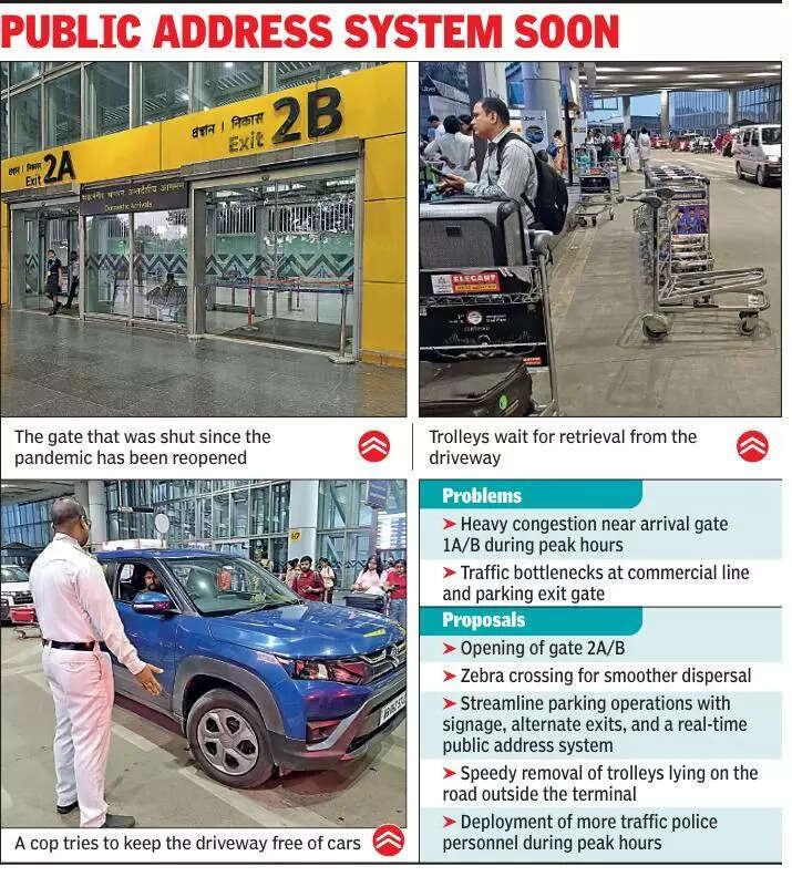 Reopening of shut exit gate, frequent trolley retrieval to end airport chaos