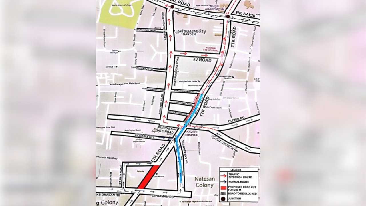 Traffic advisory: Chennai's Alwarpet flyover now two-way for drainage repair; heavy vehicles diverted
