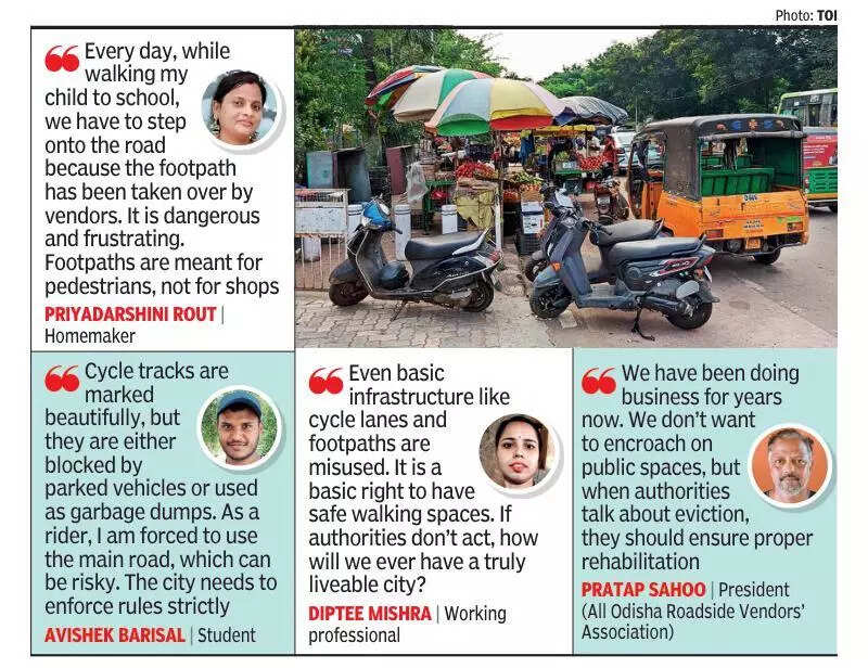 Residents, commuters face struggle to access footpaths, cycle tracks in city