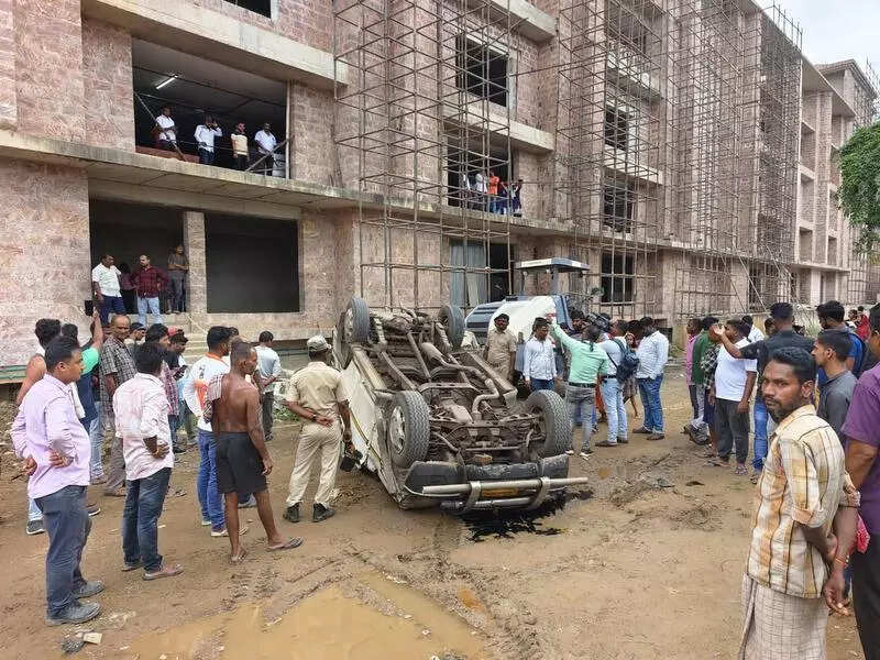 Car falls 25ft below from under-construction Puri parking lot