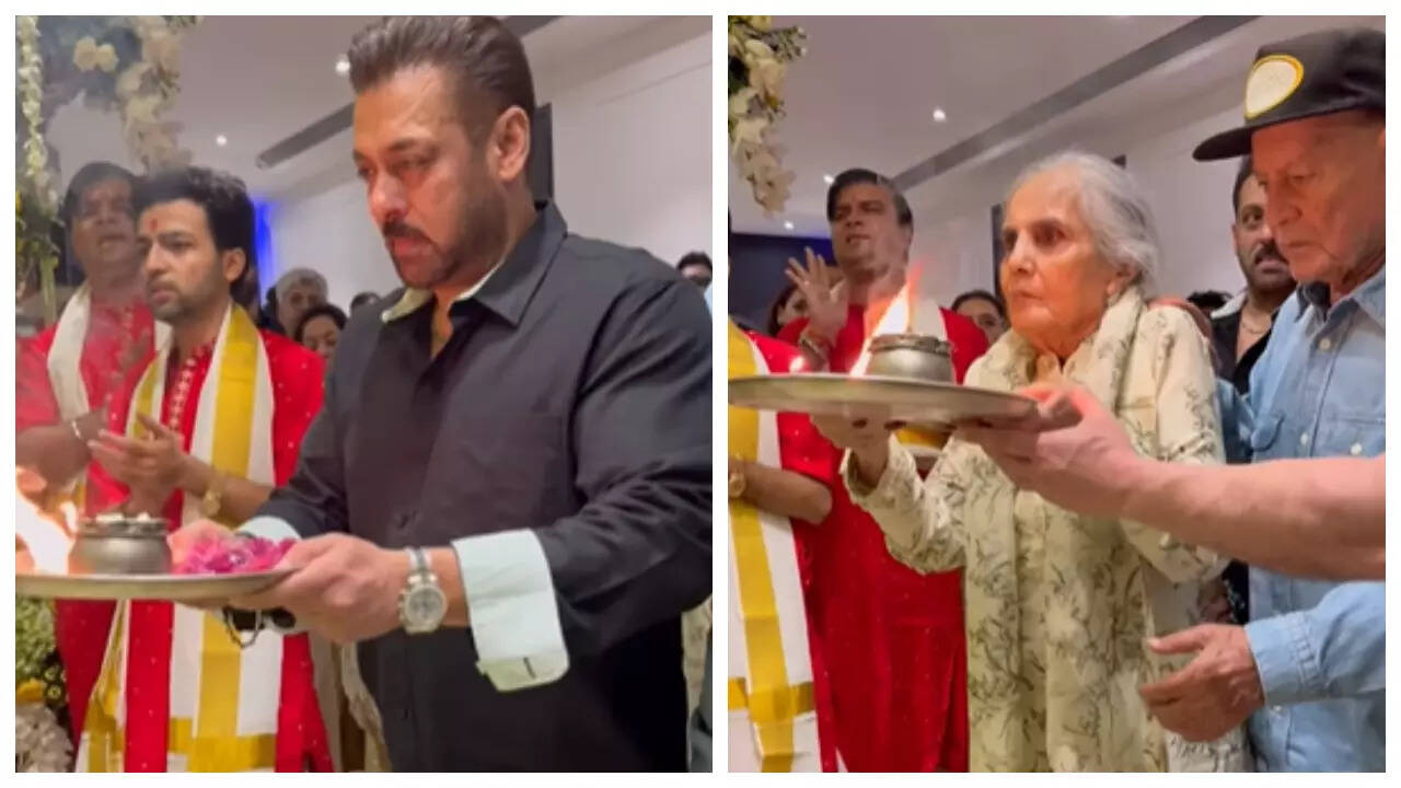 Salman performs Ganesh aarti with Salim-Salma at Arpita's house
