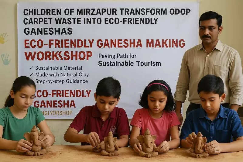 Eco-friendly Ganpati crafted from carpet ind scrap