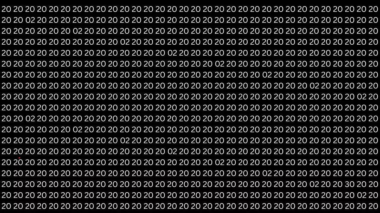 Optical Illusion: Can you spot the hidden number among the sea of 20s and 02s?