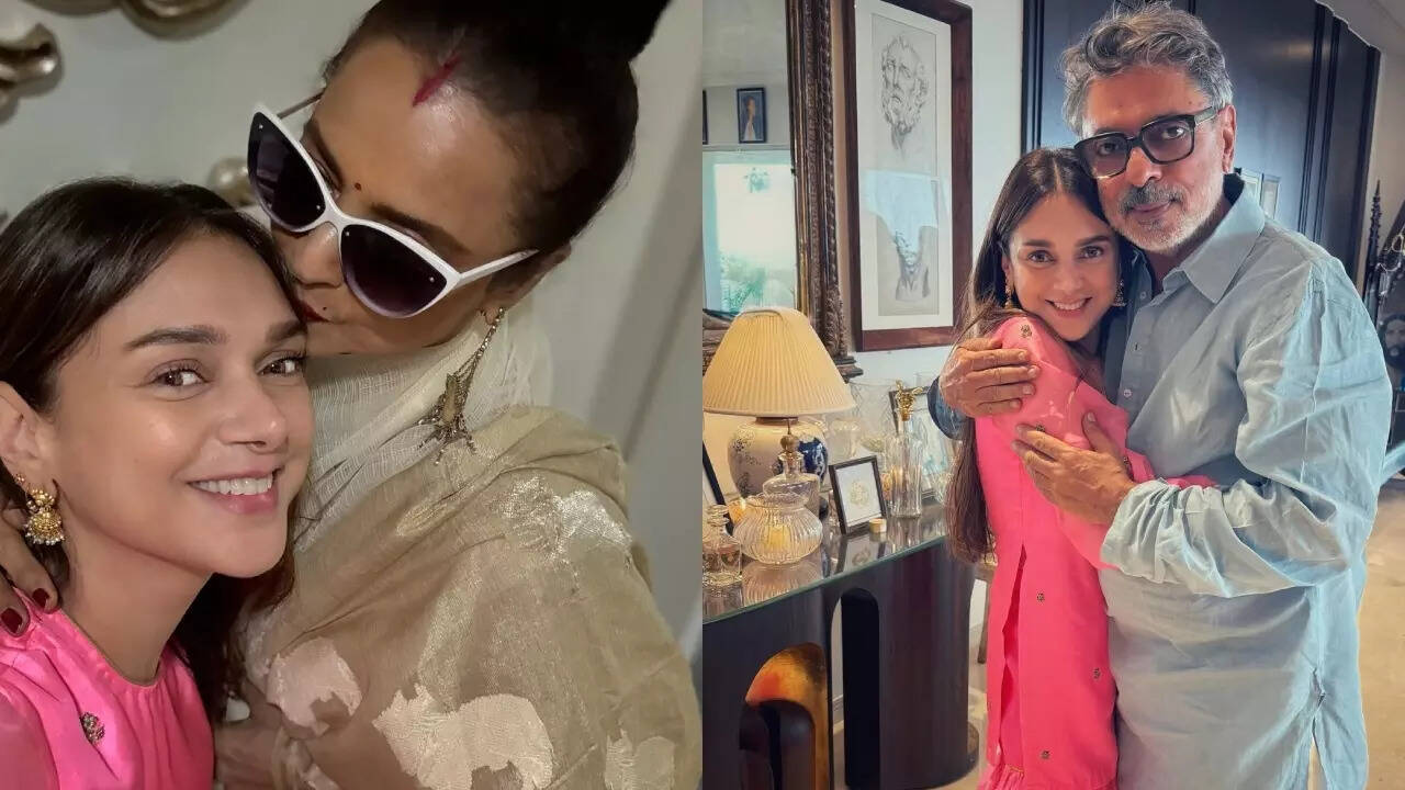 Aditi gets kisses from Rekha, hugs Bhansali during Ganpati celebrations