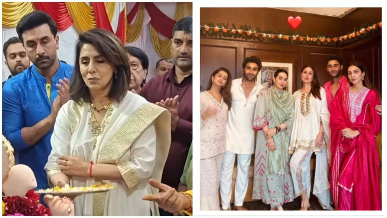 Ranbir, Neetu perform aarti during Ganpati Visarjan