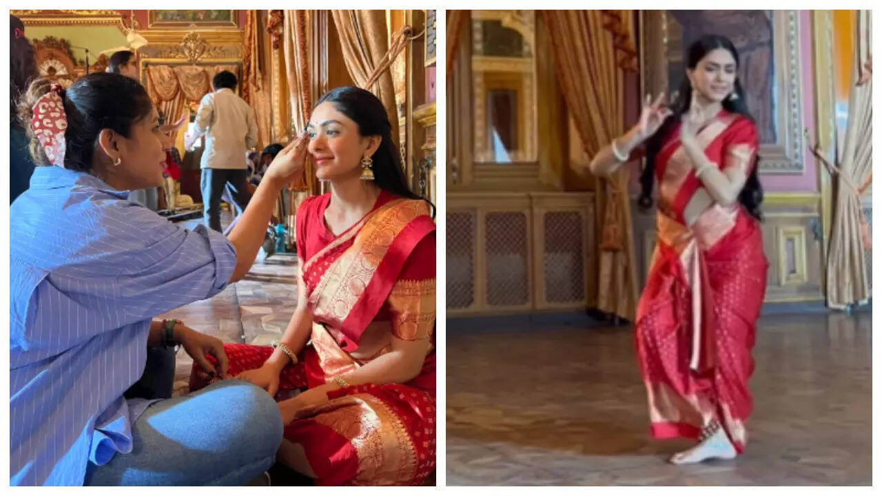 Mrunal drops BTS pics from Sita Raman amid backlash