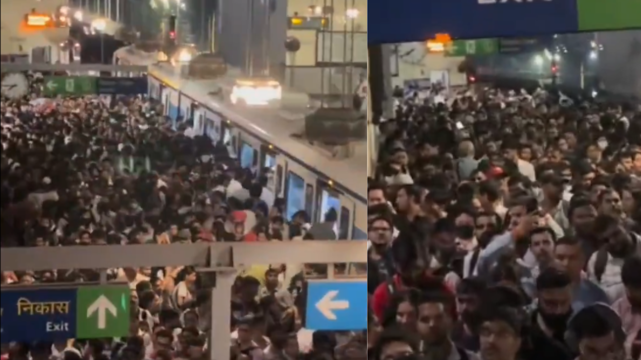 Gurgaon Rapid Metro chaos: Packed platforms, long queues as commuters struggle at Sikanderpur