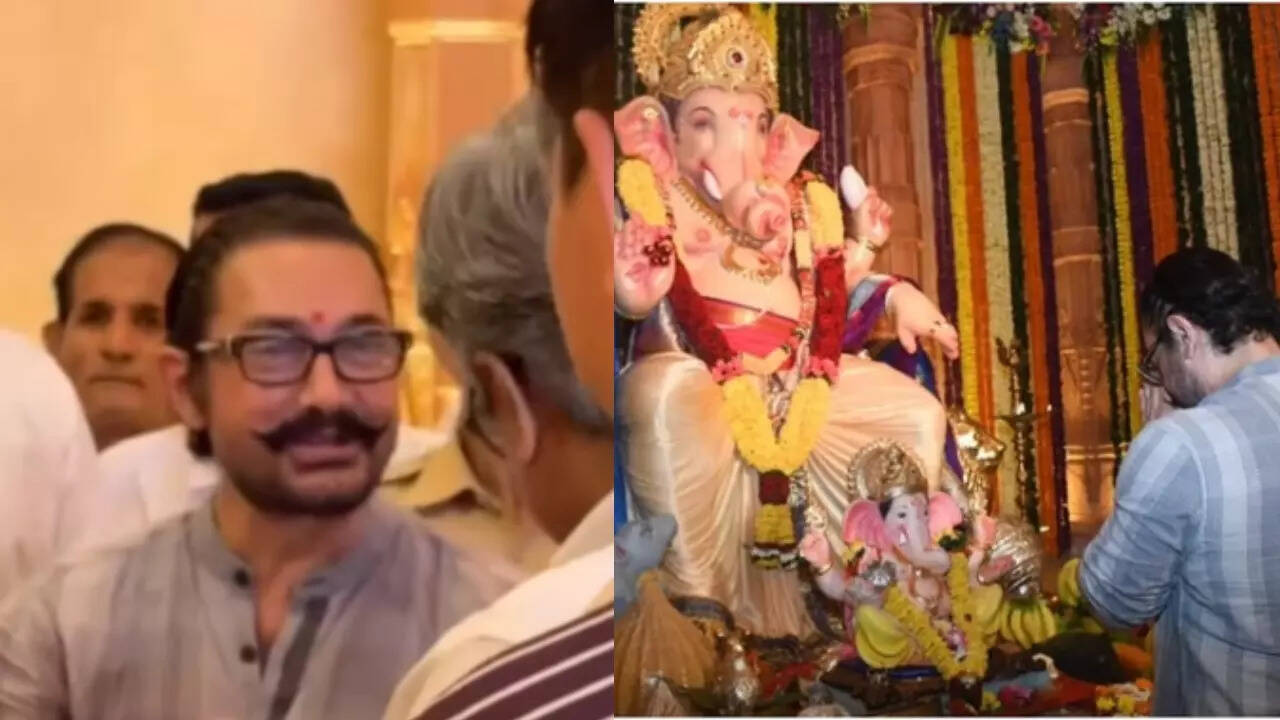 Aamir spotted at Ganpati Pandal in Mumbai