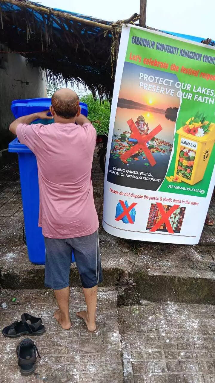 Few takers for nirmalya disposal bins at Carambolim