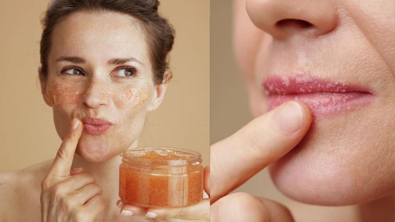 Honey and coconut oil on lips