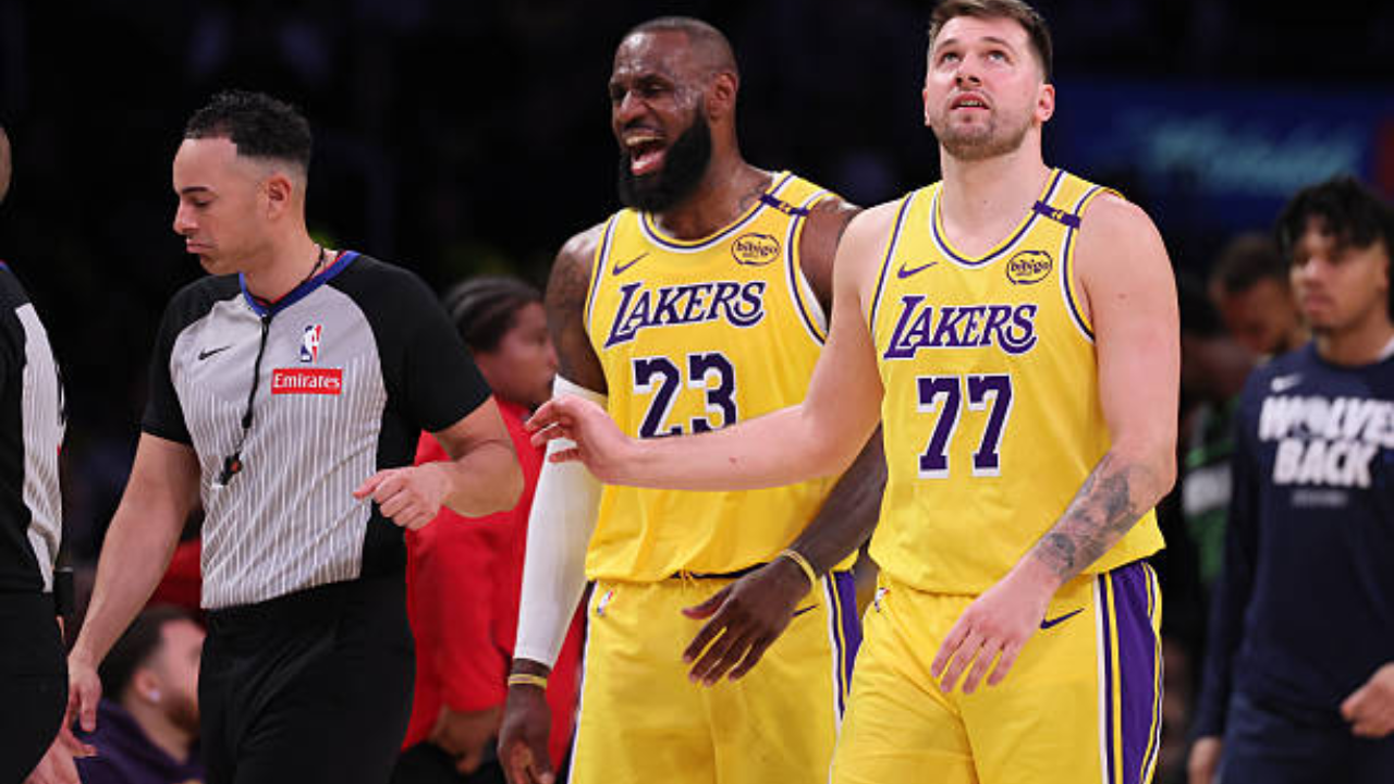LeBron James & Luka Doncic in action