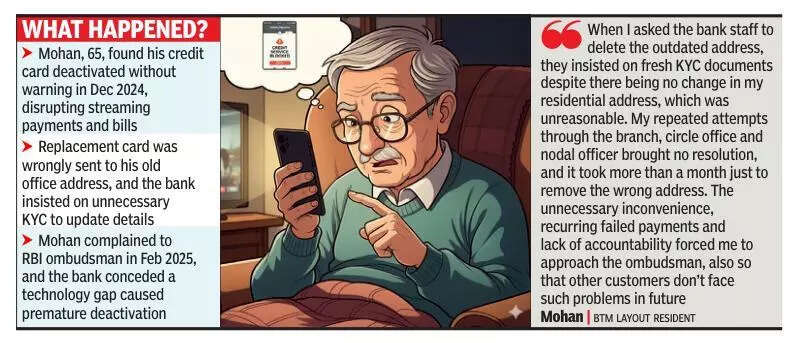 Retired Bengaluru banker sues bank over credit card woes, wins s 7,000 compensation