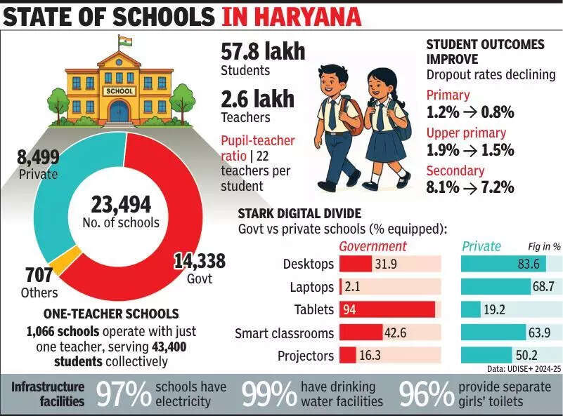 Haryana improves teacher-student ratio, but 1,000 schools have 1 educator each