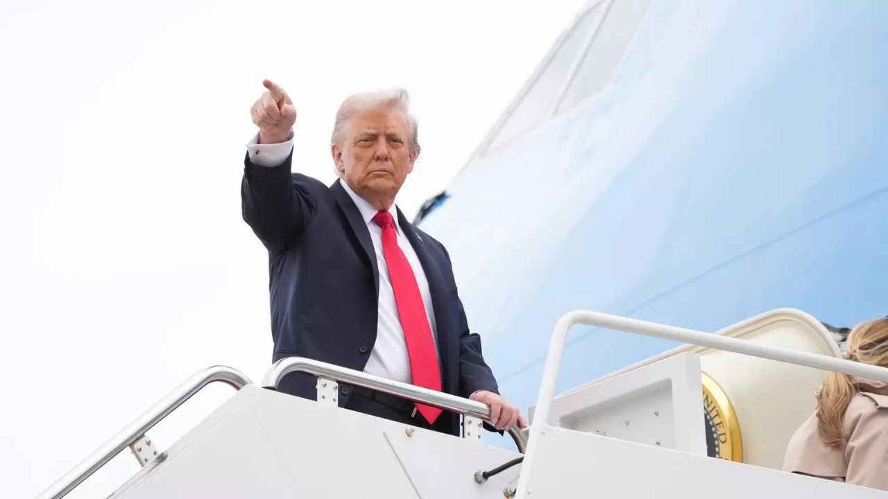 'Going to be a very big thing': Trump lands in UK; Air Force One touches down at Stansted airport