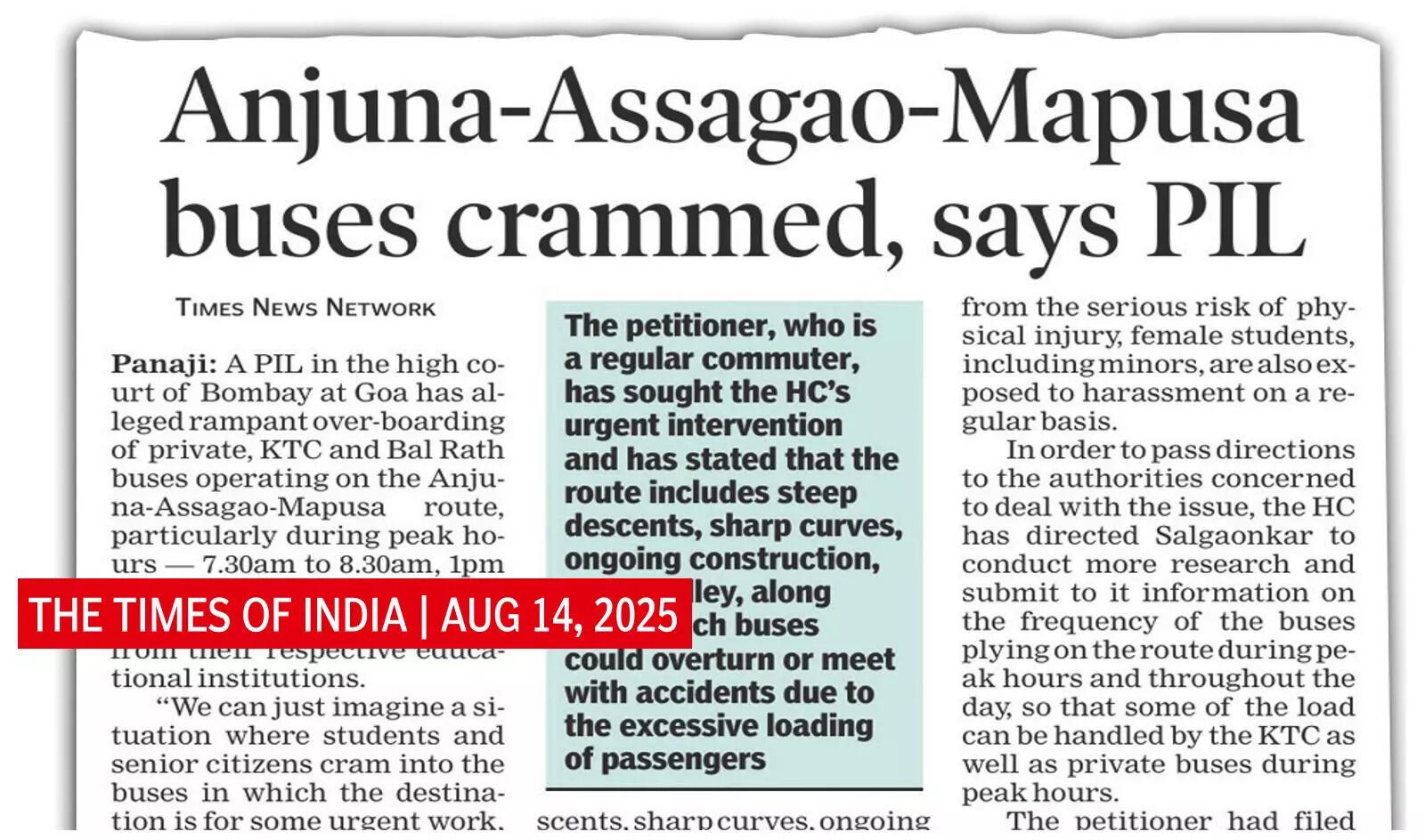 Sort out overcrowding of buses: HC to state, KTC