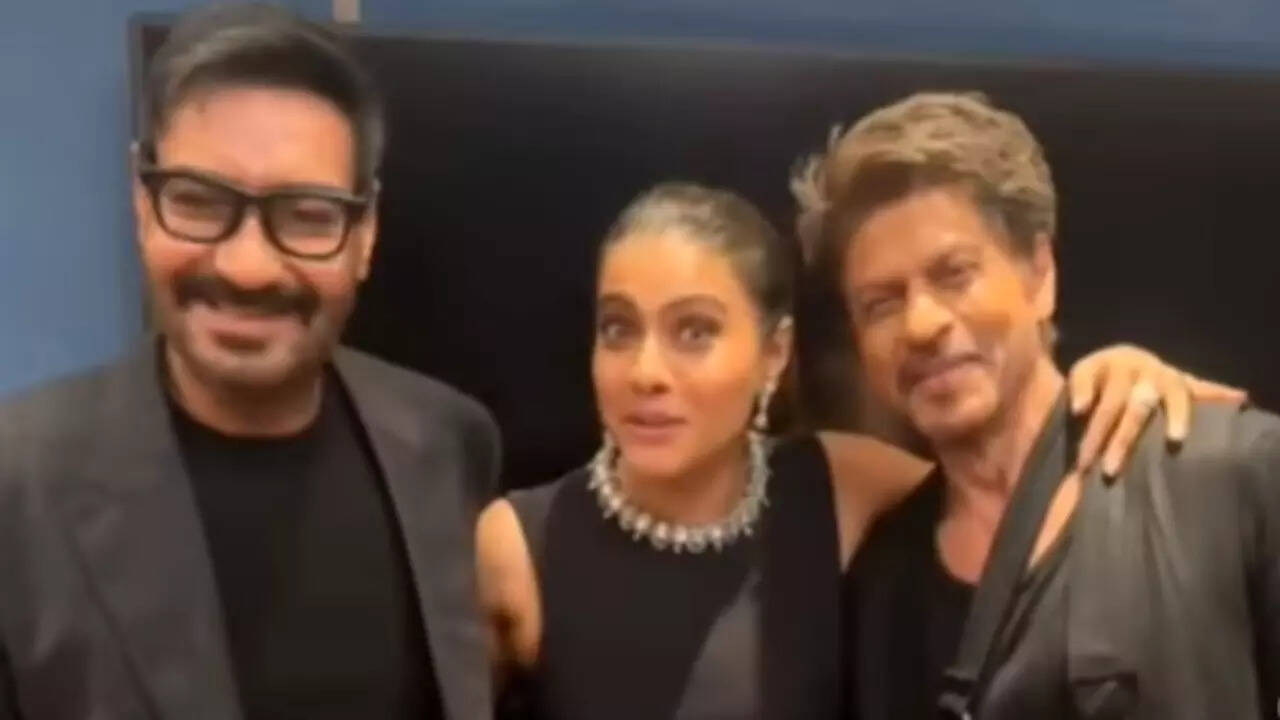 Kajol brings Ajay Devgn, Shah Rukh in one frame: VIDEO